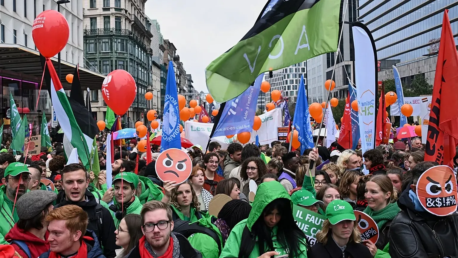 Grève à Bruxelles en opposition à la politique budgétaire du gouvernement